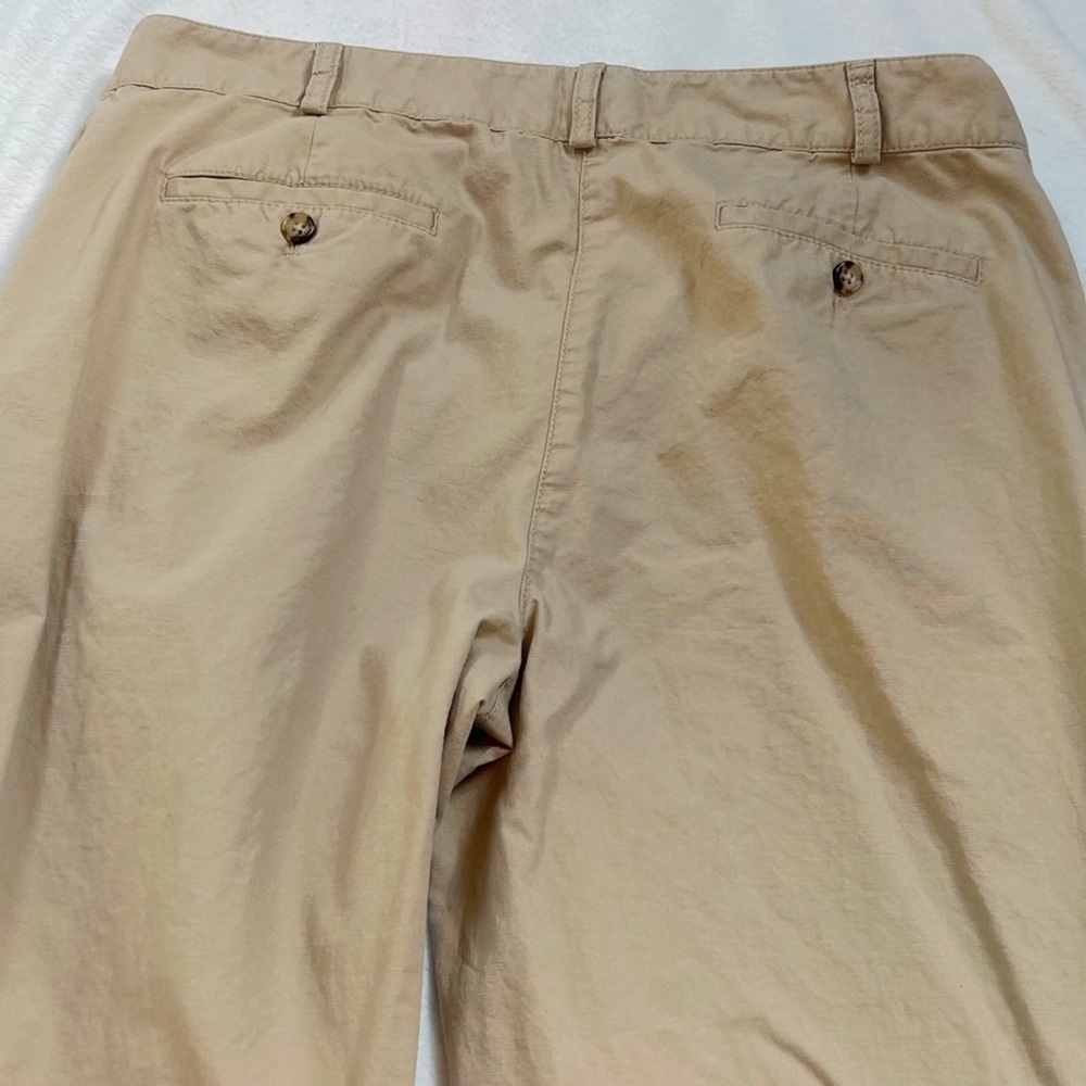 Talbots Boyfriend High Rise Straight Leg Khaki Solid Tan Cotton Chino Pants 14 - Picture 5 of 6
